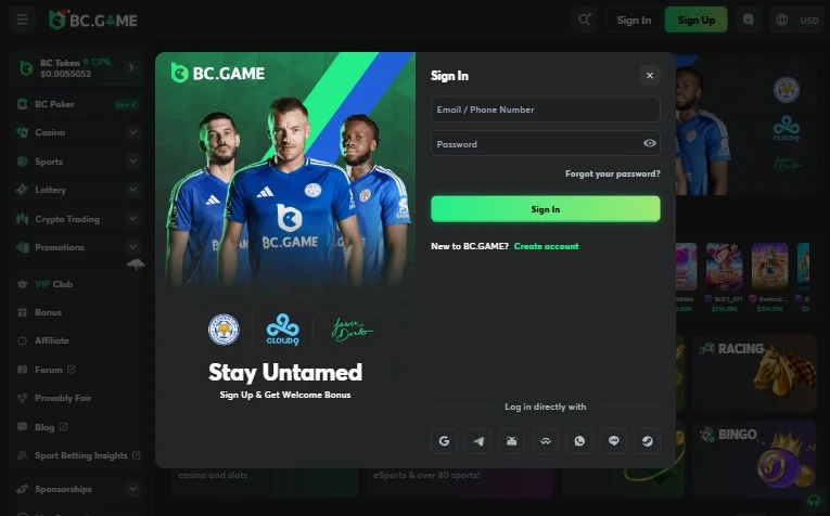 Login BC.Game casino Cameroon
